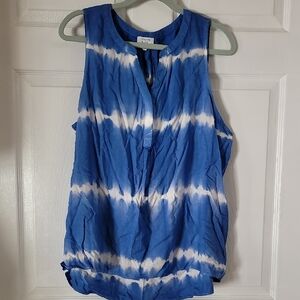 Blue Tie-Dye Sleeveless Top